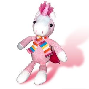Galerie UNICORN Plush Stuffed animal PINK Rainbow Scarf Sock-Knit Toy horse kids